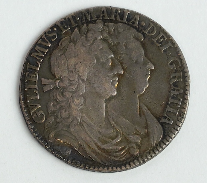 British silver coins, William and Mary (1689-94), halfcrown, 1689, first reverse (S3434), good fine